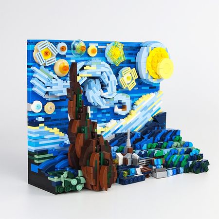 Pixel Art Mosaic Painting DIY MOC Set Starry Van Gogh Pixel Painting World Masterpiece Building Block Gift Decorative Painting
