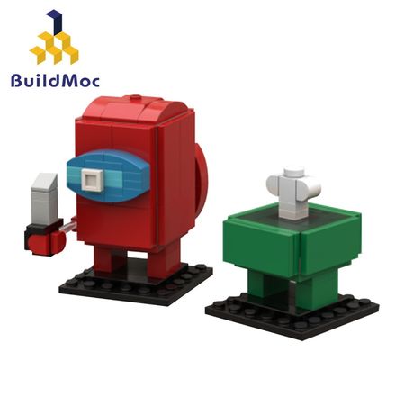 Buildmoc Red Blue Mpostor Crewmate Suit Among Us Headless Brickheadz Deciphering puzzle characters Building Blocks Toys Gifts