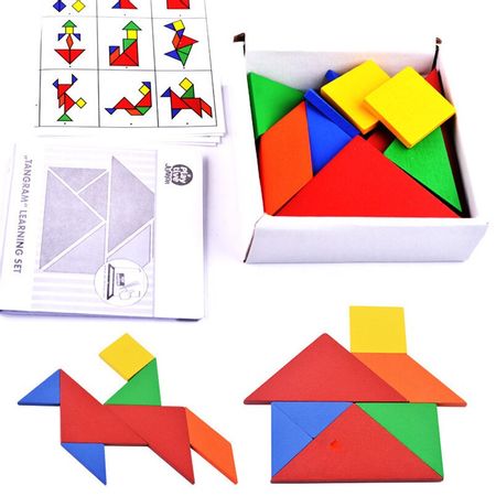 32 Piece Puzzle Wooden DIY Tangram Games Jigsaw Montessori Educational Toy For Children Geometry 3D Puzzles Toys Brain Tease