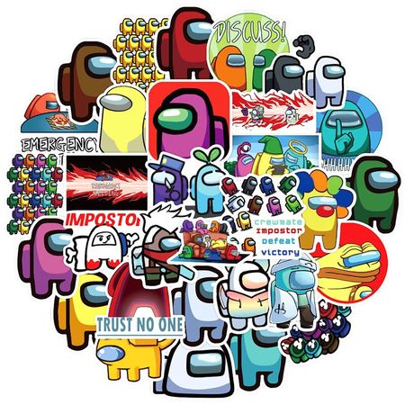50pcs/100pcs Among Us Graffiti Waterproof Stickers for Mobile Phone Skateboard Notebook Computer Decal Cartoon Toy
