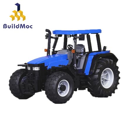 BuildMoc Classic Old Tractor Car Building Block City For Technic DIY Walking Tractor Truck Brick Educational Toys for Children