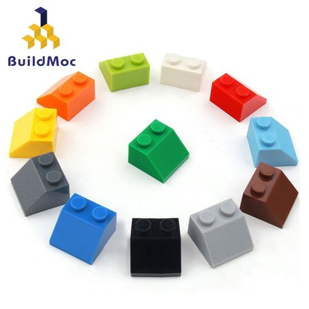 100pcs DIY Building Blocks Thick Figure Bricks Slope 1x2 Educational Creative Size Compatible lego Plastic Toys for Children