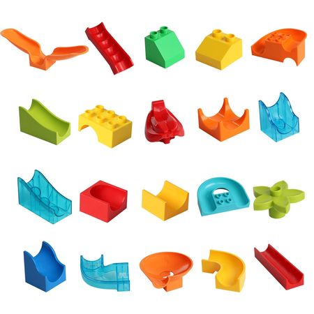Big Size DIY Building Blocks Maze Race Marble Run Compatible Duploed Blocks Accessories DIY Assembly Bricks Toy For Children