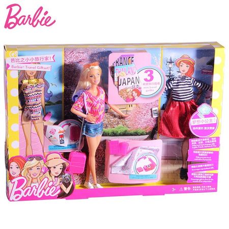 Original Brand Barbie Travel Giftset Doll Girl Pretend Dolls Girl Toy For Christmas Day Gift Boneca Foys For Children