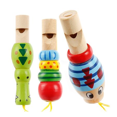 New Children Wooden Cartoon Animal Small Whistle Baby Early Learning Education Toys Musical Instrument Woodiness Kid Key Buckle