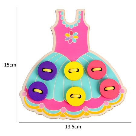 Montessori Education Toy Wear Buttons Game Wooden Toys Threading Board Basic Life Skill Hand-eye Coordination Practice Training