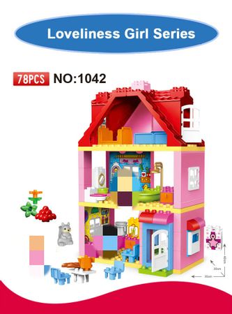78 PCS Large Size Pink Girls Big Building Blocks set Kids Compatible With Leduo Big block  DIY Bricks Model Toys for Children