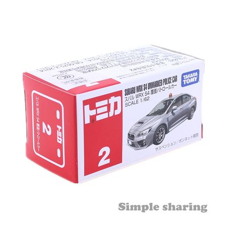 Takara Tomy TOMICA NO. 2 SUBARU WRX S4 UNMARKED POLICE CAR 1:62 SCALE AUTO Super Motors Vehicle Diecast Metal Model New Toys