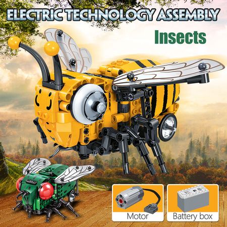 Ideas Creator Simulated Electric Bee Fly DIY Building Blocks Technic MOC Insect Model Bricks Toys for Children Gifts