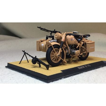 1:24 B M W R75 World War II The Germans Africa Corps Side Three-Wheeled Motorcycle Military Model MG42 Machine Gun