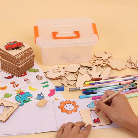 100pcs Baby Drawing Toys Wooden Painting Templates Drawing Board School Paint Drawing Tools Educational Toys for Children Gift