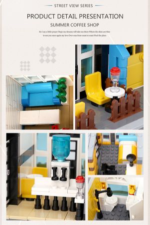 Technic Fit Lego City Street Building Architecture The Summer Coffee Shop Building Blocks Figures Bricks Kids Toys Gifts