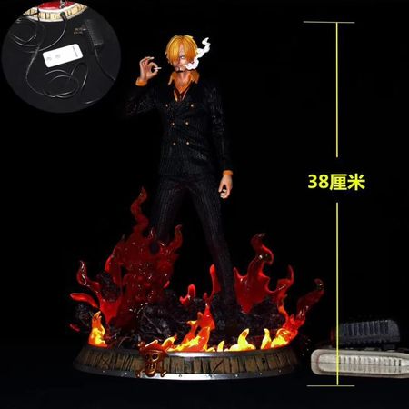 Anime One Piece Vinsmoke Sanji Fire Light Up Statue PVC Action Figure Collection Model Toy