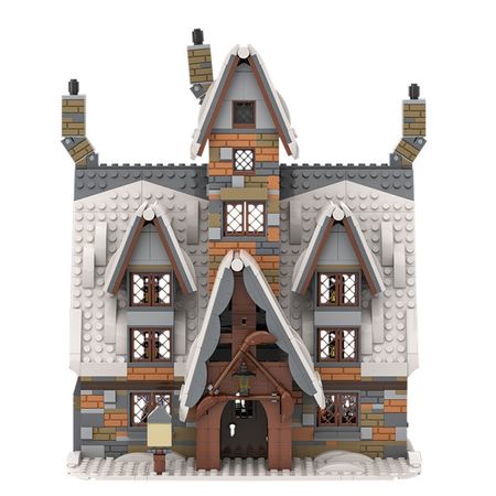 Buildmoc Three Broomsticks Winter Village City Street View MOC House Covered By Heavy Snow Building Blocks Kids Gift Decoration