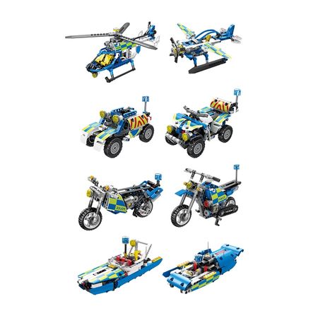 839PCS 4 IN 1 City Technic Car Engineering Truck Building Blocks Creator Motorcycle Helicopter Figures Bricks Toys For Children