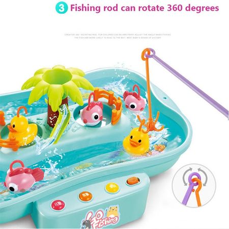 Electric Music Lighting Rotary Fishing Toys For Children Play Water Cycle Fishing Pool Suit Fish Outdoor Toy Baby Kids Bath Game