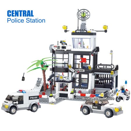 Fit City Series Police Station Central Car Compatible All Brands Miniature Humanoid Education DIY Building Blocks Children