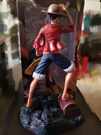 Big Size 1/4 Anime One Piece Luffy Action Figure With Treasure Fashion PVC Cartoon Figurine Toys Collectible Model Boy Gift