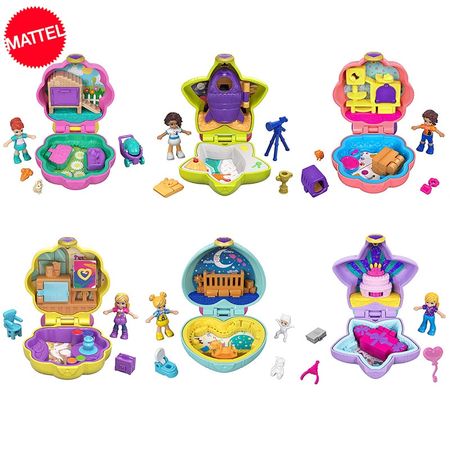 Original Polly Pocket World Mini Toys Box with Accessories Doll Houses Girls Reborn Toys Juguetes Girl Mini Doll Miniature House