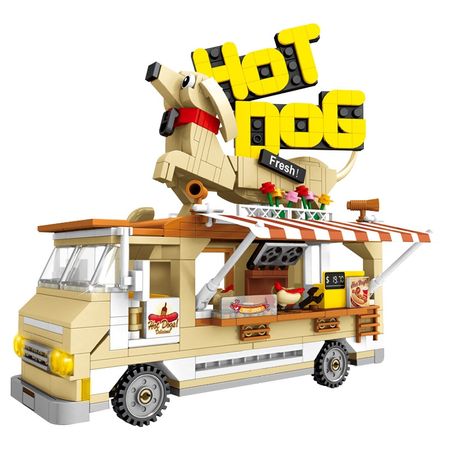 511pcs City Grilled Hot Dog Truck Model Building Blocks Friends Camping Car Figures Bricks Educational Toys for Girls