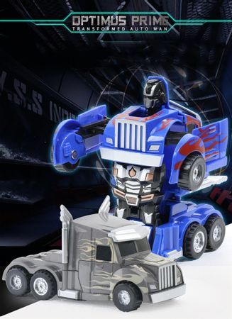 2 IN 1 One-key Deformation Car Model Toys Automatic Transform Robot Truck Inertia Car One Step Impact Educational Boys Kids Toy