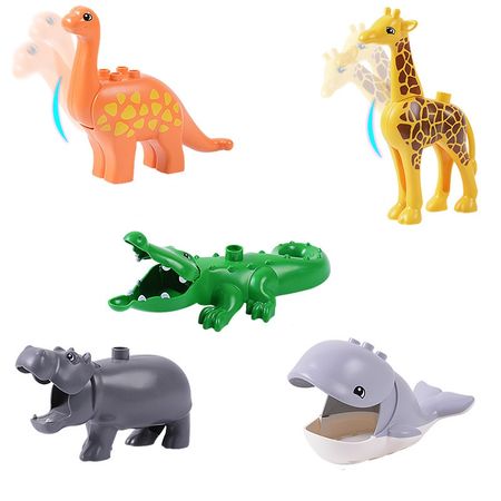 50pcs/lot Animal Zoo Big Size Building Blocks Enlighten Child Toys Lion Giraffe Dinosaur Figure Brick Kid Gift Toys For Children