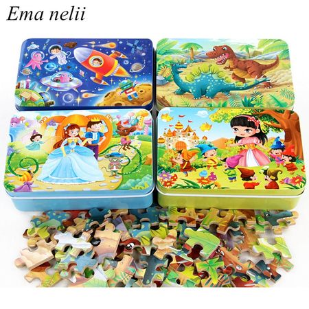 60 Piece Wooden Jigsaw Puzzle Cartoon Plane Puzzles Interactive Toy Baby Educational Learning Toys for Children Birthday Gift