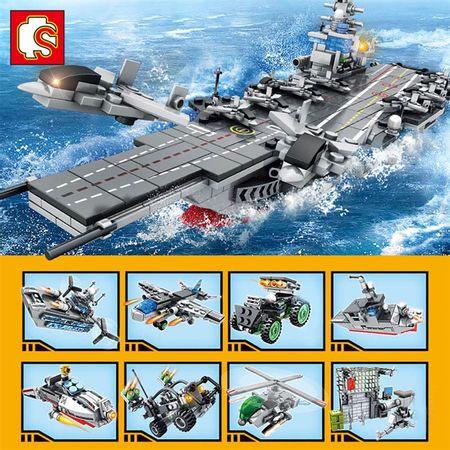 Sembo Block 836PCS Aircraft Carrier Model Toys Battleship Building Blocks With Mini Figures Warship Warcraft Ship Boat Bricks