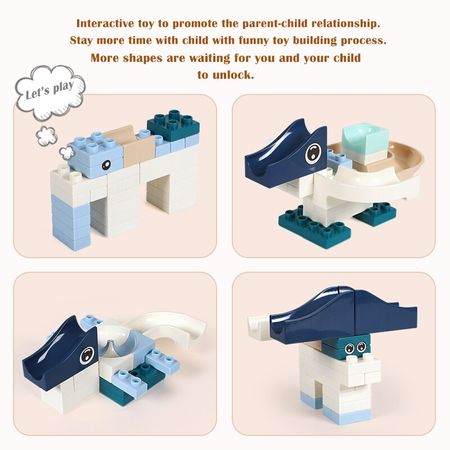 New 80 Pcs Marble Race Run Building Block Compatible Major Brands Duploed Constructor Bricks Educational Toys for Children Kids