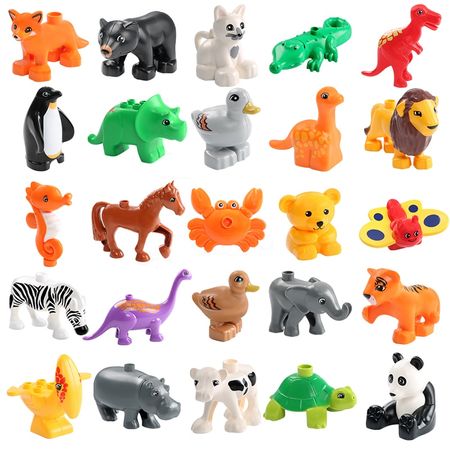 Classic Animal Series Block Figures Model Big Size Compatible Duploed Building Block Animals Educational Toys For Children Gift
