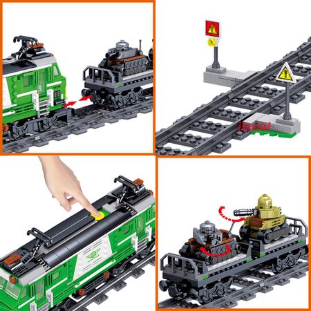Train Fit Lego City Electric Motor Rail Carrier Building Blocks Technic Military Army Troop Equipment Carriers Brick Toys 890pcs