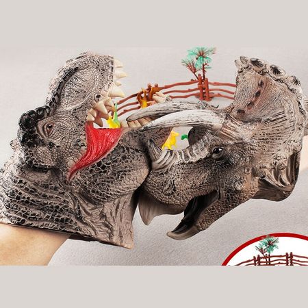 Dinosaur Hand Puppet Gloves Hands Toys for Children Soft Rubber Triceratops Dinosaur Animal Model Shark Arm Figure Head Boy Toys