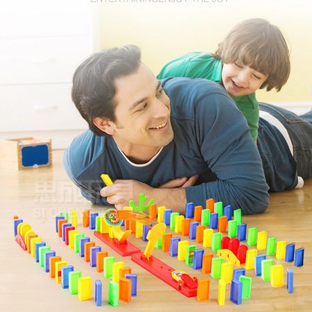 Automatic Domino Brick Laying Toy Train Motorized Rack blocks up car Catapult set Parent-child interactive Ceative toy Gift kids