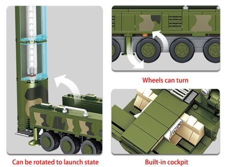 City Fit Lego Military Police Missile Launch Vehicle Building Blocks DF-41 Intercontinental Missile Soldier Figures Bricks Toys