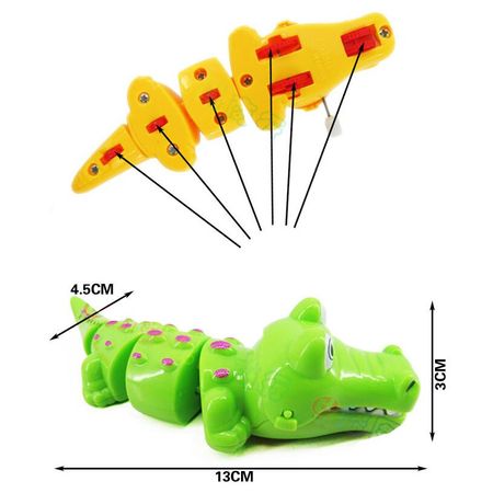 Baby Classic Toys Vintage Plastic Crocodile Cartoon Animal Clockwork Small Car Wind Up Toy for Children Kids Game Holiday Gifts