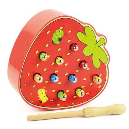 3D Puzzle Baby Wooden Toys Early Childhood Educational Toys Catch Worm Game Color Cognitive Strawberry Grasping Ability funny