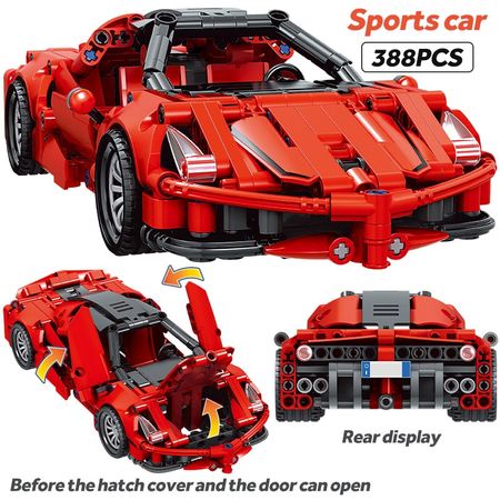 MOC City Technic Pull Back Racing Car Building Blocks Creator Function Supercar Vehicle Model Bricks Educational Toys For Boys