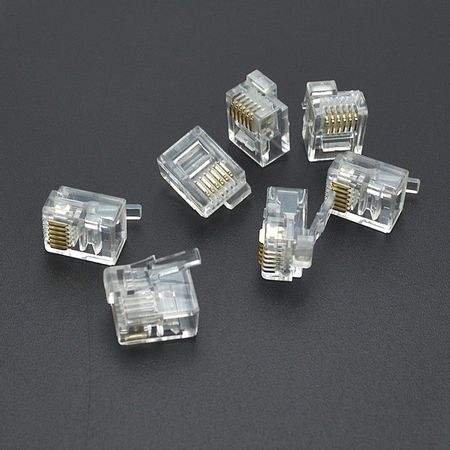 10-100Pcs RJ12 Six-core Clear Crystal head 6P6C right Buckle Position Technic MOC Parts EV3 Data Line Crystal Connector Cable