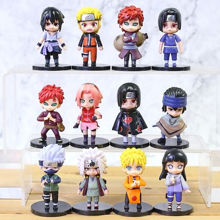 Naruto Figures 12pcs/set Uzumaki Naruto Hyuuga Hinata Uchiha Sasuke Itachi Kakashi Gaara Jiraiya Q Version Toys Dolls