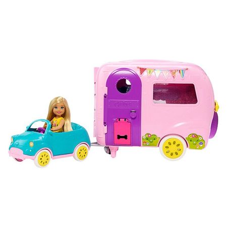 Genuine Barbie Club Camping Car Chelsea Series Playset with Doll Puppy Car House Transforming Toys for Girls Kid Brinquedos Gift