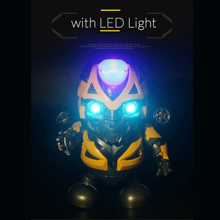 NEW Q-version 20CM Dance Robot Walking Movie model Toys With Music Eyes with Led Light  glows in the dark Toys Gift for Kids