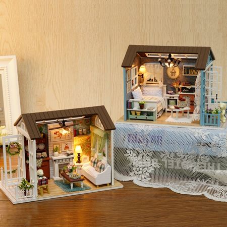 Architecture Diy Doll House Miniatures roombox 3D Wooden Model Dollhouse Furniture Kits Toys For Children Birthday Gifts