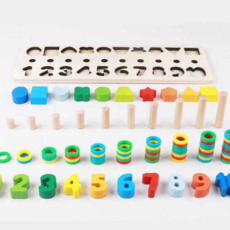 Toys Children Busy Board Preschool Toy Montessori Educational Wooden Multifunction Counting Geometry