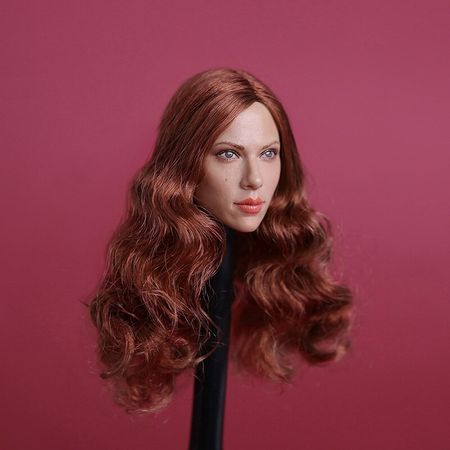 IN SOTCK 1/6 scale  Black Widow woman Scarlett Johansson head with  long brown hair for 12 inch figure body