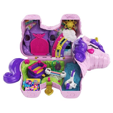 Origina Minil Polly Pocket Toys Doll Unicorn House Baby Girls Toys for Girls Treasure Box Kid Toys Accessories Children Gift