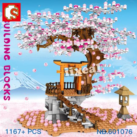 Girl Toys Fit Lego Friend Mid-level Cherry Blossoms Sembo Building Blocks Japanese City Sreet View Figure Bricks SEMBO BLOCK