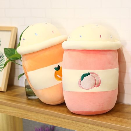 38cm Cartoon fruit bubble tea cup shaped pillow plush toy real-life stuffed soft cushion hand warmer avocado doll girls gift