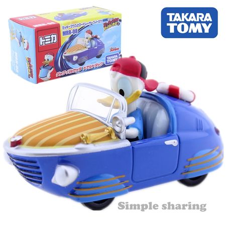 Takara Tomy TOMICA MRR 08 Donald Duck And Roadster Racer Pixar Disney Anime Figure Car Toy Model Kit Funny Kids Bauble