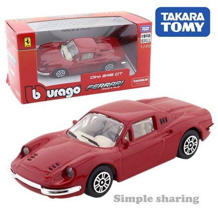 Takara Tomy Tomica Presents Burago Race & Play Series 1:43 Dino 246 GT Car Hot Pop Kids Toys Motor Vehicle Diecast Metal Model