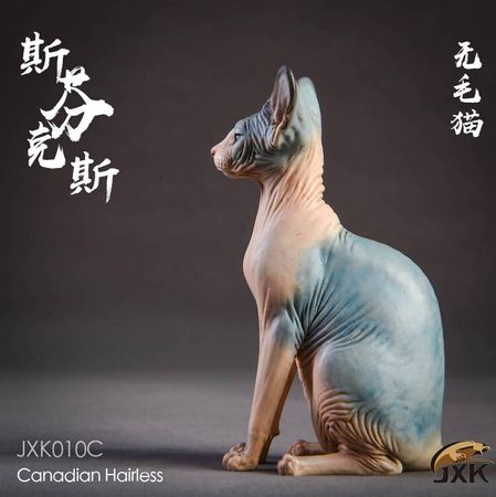 1/6  Jxk010 Canadian Hairless Cat Statue Animal Resin Model for Collection